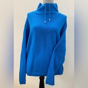 100% Merino Wool Women’s Funnel Neck Sweater Blue Size Large